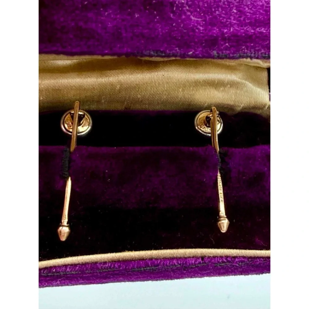 Antique Krementz Tuxedo Shirt Studs 1920s MOP Enamel O.C. Stegmaier Velvet Box
